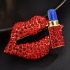 Broche de Esmalte Estilo Amara 2023 para Mujer, Trébol Verde de Cinco Hojas con Diamantes, Flecha de Cupido, Lápiz Labial Clásico, Perla