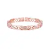 Pulsera de Joyería de Trébol de Cuatro Hojas con Incrustaciones de Diamantes Magnéticos para Mujeres Transfronteriza, Aleación Ecológica de Lujo Ligero, Pulsera Desmontable y Ajustable