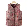 Colete novo estilo chinês, sem mangas, estilo vovó, para mulheres de meia-idade e idosas, estampado, fino, plus size, usado como camada externa
