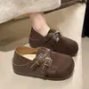 Mocassins Velcro Sapatos Únicos Femininos Sola Grossa Sapatos Femininos Aumento de Altura Fivela Outono 2026 Rad Retro Bonito Dois Usos