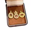 Colgante de Buda con Forma de Calabaza Incrustado de Diamantes Chapado en Oro, Candado de Paz Estilo Corte Vintage con Diamante Rojo, Colgante para Cadena de Clavícula de Mujer