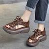 Sandalias de Suela Gruesa con Punta Abierta, Estilo Romano, Nuevas de Verano 2026 para Mujer, Casual, Color Sólido, con Cordones, Plataforma, Retro, Huecas