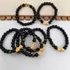 Pulsera de Obsidiana Imitación con Cuentas Doradas y Mantra de Seis Caracteres Pixiu Popular en Transmisiones en Vivo de Douyin, Amazon, Xiaohongshu