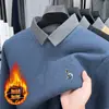 Suéter de Punto Nuevo para Hombre de Invierno Suéter Forrado de Polar Moda Bordado de una Pieza Terciopelo Engrosado Camisa Cálida Cuello de Lana Suéter
