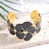 Pulsera estilo francés de color vintage bloqueado con goteo de aceite y diseño de pétalo floral tridimensional, brazalete ajustable, joyería popular en línea
