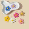 Estilo coreano moderno brincos de gancho de flor exagerada tecidos à mão em ráfia personalidade bloco de cores doces guirlanda floral brincos de nicho joias de ouvido