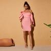 Vestido Asimétrico con Hombro Descubierto Estilo Africano Ajustado al Cuerpo con Volantes, Vestido Corto Ceñido a la Cintura, Elegante Vestido Sexy de Color Sólido para Mujer con Hombros Descubiertos