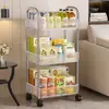 Carrinho de Acrílico Transparente Prateleira de Armazenamento para Banheiro Prateleira de Lanches ao Lado da Cama Móvel de Chão Prateleira de Armazenamento de Cosméticos de Múltiplas Camadas