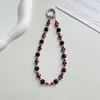 Cadena de Cristal con Cuentas Hecha a Mano para Teléfono Móvil de Celebridad de Internet para Mujeres, Llavero Exquisito y de Alta Gama Junta de Llavero Cadena Corta para Colgar el Teléfono Móvil en la Muñeca