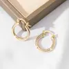 Pendientes de Aro Geométricos Mini Electrochapados Estilo Ins de Amazon Transfronterizos con Diseño de Textura Martillada Imitación Chapados en Oro de 18K No Descolorables