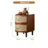 Mesa de noche de madera maciza y ratán, pequeño gabinete lateral estilo japonés, gabinete de almacenamiento, mesa lateral estilo nórdico wabi-sabi, uso doméstico minimalista