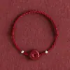 Hebilla de Seguridad de Cinabrio Segura y Lisa Pulsera de Cuerda Roja para Hombres y Mujeres Cuentas de Buena Suerte Año del Zodiaco Pulsera Trenzada de la Suerte Pulsera Roja