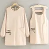 DX7L Estilo Japonés Tela de Algodón Arrugada Overol de Manga Larga Para Mujer Nuevo Anti-manchas Resistente al Desgaste Delantal Doméstico Impresora Personalizada