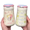Taza de agua de gatito trébol de cuatro hojas, taza aislada de doble sorbo de dibujos animados, alto valor estético, pajilla de acero inoxidable 316, taza portátil y compacta