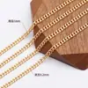 Cadena de eslabones o aplastados de oro real de 18 quilates galvanizado, cadena coreana hecha a mano, material para manualidades, material DIY