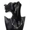 Conjunto popular de noiva europeu e americano todo em diamante, pulseira e brincos requintados cravejados de diamantes em formato de coração, colar simples de festa de luxo leve