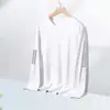 [Envío Rápido] Camiseta de manga larga de peso pesado de 220 g, capa base unisex para primavera y otoño, color liso, blanco, corte holgado, cuello redondo