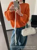 Nuevo Suéter Jersey Holgado de Estilo Coreano con Cuello Redondo para Mujer, Otoño Invierno, Top de Punto Simple y Versátil con Mangas de Linterna