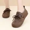 Outono e Inverno Novos Tênis de Treino Alemães Retrô Femininos Planos com Cadarço Boca Rasa Solado Macio Casuais Versáteis Sapatos Femininos Acolchoados Quentes de Algodão