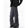 Pantalones cargo plisados estilo americano, pantalones parachute de pierna recta hip-hop, estilo retro de street dance, pantalones largos casuales para hombre, nuevo diseño de moda