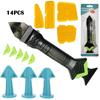 Raspador de cola blister 3 em 1 com 14 peças, bico raspador de plástico, ponta de cola de silicone, ferramenta de costura