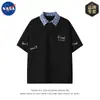 Camiseta tipo polo con bordado de diseño de alta calidad de la marca Nasa Sudadera para hombre Tendencia de primavera y otoño Marca Holgada Top de manga larga