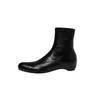 Botines elásticos para mujer que aumentan la altura interior 3 cm, botines de corte ajustado para otoño, nuevos botines de cuero elástico superelásticos con cremallera lateral y punta redonda para mujer