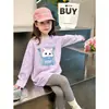 Camiseta de manga larga de dibujos animados para niños, nuevo estilo elegante para primavera y otoño 2026 para niñas, 100% algodón puro, camiseta básica cómoda y versátil
