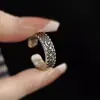 Anel Aberto em Prata de Lei S925, Design Moderno e Elegante, Anel Retrô de Estrela e Lua, Joias de Prata de Lei Estilo Coreano para Mulheres Atacado