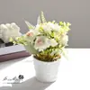Rosa Chá Cruzada Bola Crisântemo Pequeno Bonsai Estilo Pastoral Decoração de Casa Flores Artificiais Plantas Verdes Pequenos Enfeites de Interior Flores Simuladas
