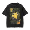 Camiseta Gráfica Casual de Algodón Lavado para Hombre con Dibujo Animado de Ardilla Pokemon