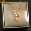Venda quente transfronteiriça colar de aço titânio corpo inteiro luxo leve personalidade feminina moda banho ouro 18K corrente clavícula joia não desbota