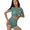Pijama de Verano Europeo y Americano 2024 de Encaje Tejido de Manga Corta y Shorts Conjunto de Dos Piezas Fresco para Salir Ropa de Casa para Mujer