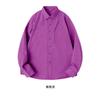 Algodón Puro Lavado, Sin Bolsillo, Manga Larga, Camisa Lisa de Color Sólido para Mujer, Cárdigan Holgado Liso, Top con Cuello de Solapa, En Stock al por Mayor