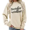 Clima de Suéter Estampado Gola Redonda Tops Femininos Moletom Fornecimento para Exportação Outono e Inverno Solto e Versátil Amazon