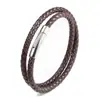 Comércio Exterior Europeu e Americano Pulseira de Titânio Aço Pulseira Feita à Mão Pulseira de Couro Tecida Pulseira de Couro Corda de Couro de Aço Inoxidável