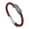 Pulsera de Cuero Creativa de Personalidad Europea y Americana Pulsera Tejida de Cuerda de Cuero para Hombre Dragón del Zodíaco Mordiendo la Cola Joyería Transfronteriza