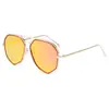 Gafas de sol de metal para mujer con montura grande de estilo europeo y americano, lentes de color, para viaje, protección solar, gafas de sol, alta gama, moda, gafas de vestir, venta al por mayor