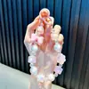 Colgante de llavero de cadena para teléfono de oso con cuentas, amuleto de bolsa de cuentas de colores, cadena para colgar el teléfono, correa de bolso, decoración colgante, regalo