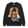 Camiseta de manga corta con estampado de Young Dolph estadounidense transfronterizo, suéter holgado con capucha y cuello redondo de manga larga lavada para hombre, venta al por mayor