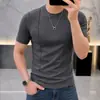 Nueva Camiseta de Verano 2026 para Hombre de Cuello Redondo y Manga Corta, Camiseta Versátil de Color Sólido y Cuello Bajo, Entrega Directa del Fabricante