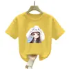 2368# Verano Nuevo Perezoso Estilo Coreano Combinación Perfecta Ajustado Manga Corta Camiseta para Niñas Estilo Extranjero Dibujos Animados Infantiles