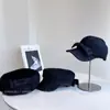 Boné de Baseball Série Laço em Jeans Europeu e Americano para Mulheres, Boné Bico de Pato Outono e Inverno, Boina Elegante, Boné Marinho Versátil, Tendência