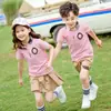 Uniformes de Jardín de Infancia para Estudiantes de Primaria Conjunto de Dos Piezas de Manga Corta de Verano Fresco y Cómodo Rosa Uniformes Casuales de Clase Uniformes para Reuniones Deportivas