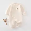 Mono térmico de algodón puro Clase A para bebé para otoño e invierno, mameluco sin costuras de manga larga, ropa para el hogar, ropa para bebé