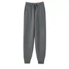 Pantalones Deportivos Casuales Simples de Color Sólido Engrosados con Cordón de Cachemira para Mujer Otoño e Invierno Nuevos