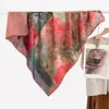 Bufanda cuadrada de terciopelo colorida de 90 cm con estampado floral para mujer para otoño e invierno, chal de playa para vacaciones de color contrastante por ambos lados, bufanda cálida