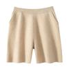 Novos Shorts de Caxemira Grossos Planos Quatro Estações Outono e Inverno 2024 Casuais Mais Fáceis de Combinar Shorts de Perna Reta Calças de Tricô Femininas