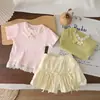 Conjunto de Verano para Niñas, Nuevo Elegante Conjunto de Manga Corta Estilo Urbano para Niños, Moderno Conjunto de Dos Piezas para Bebés y Niños Pequeños