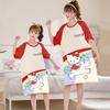 Verano Nuevo Camisón Infantil de Dibujos Animados para el Hogar Ropa Familiar de Verano para Madre e Hija Pijamas de Algodón de Manga Corta para Niños Medianos y Grandes